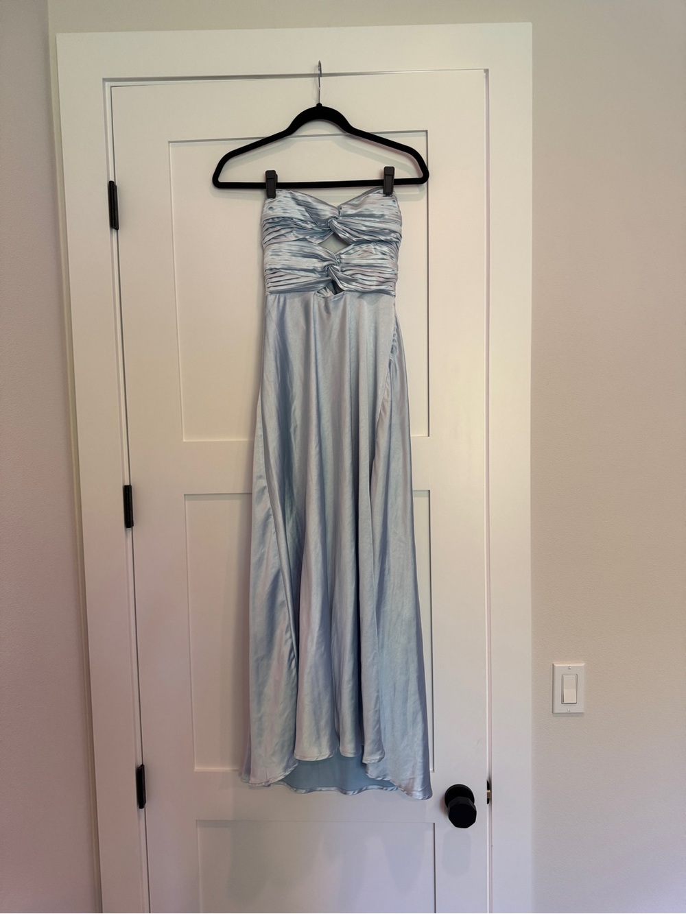 Strapless Light Blue Evening Dress